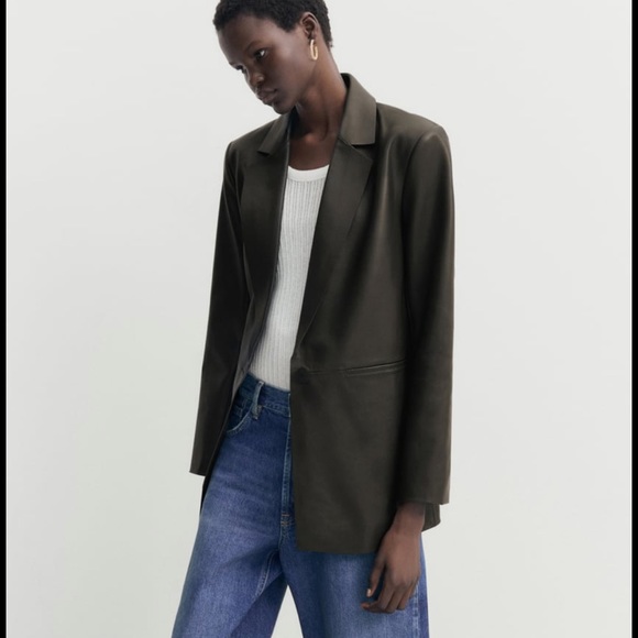 Zara Jackets & Blazers - Zara faux leather jacket size 12 100% cotton EUC